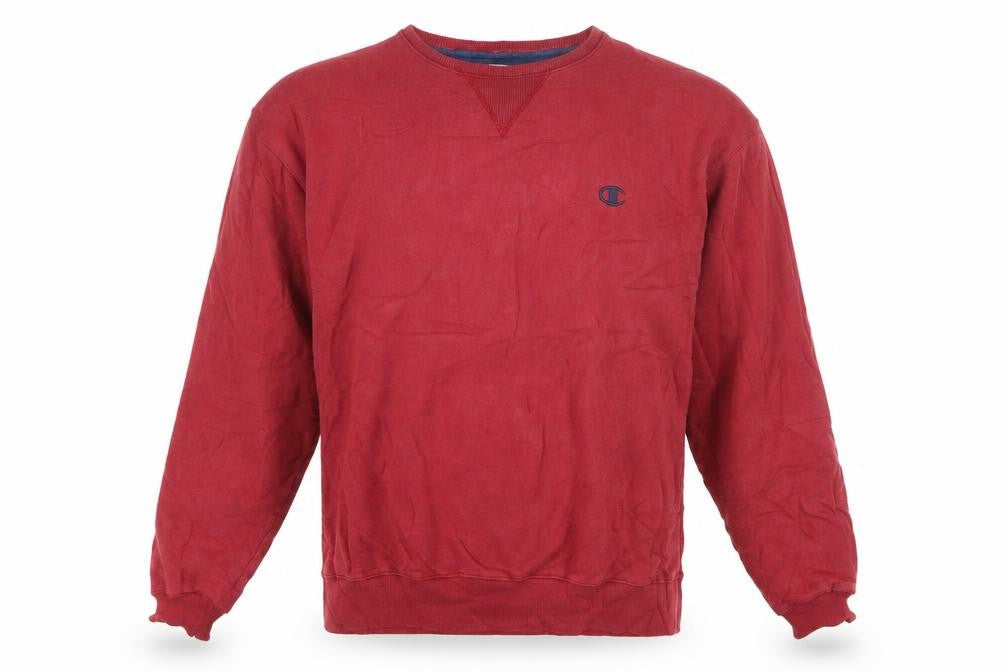 Champion Men's Red Pullover Sweatshirt L Crew Neck Cotton Blend