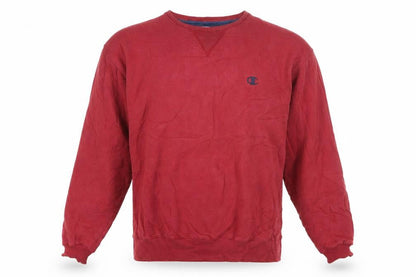 Champion Men's Red Pullover Sweatshirt L Crew Neck Cotton Blend