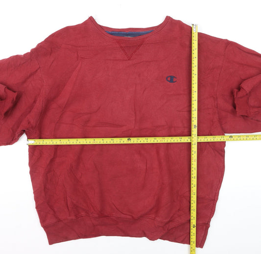 Champion Men's Red Pullover Sweatshirt L Crew Neck Cotton Blend
