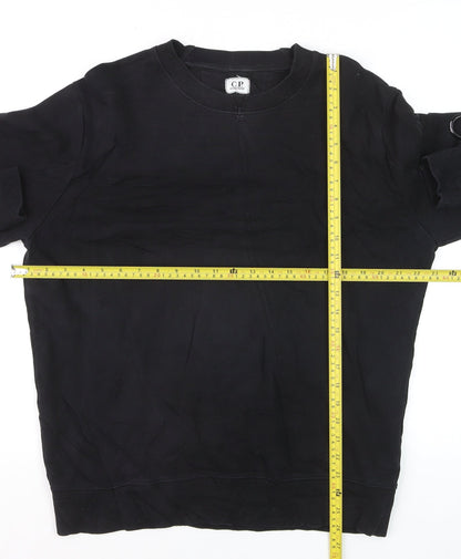 C.P. Company Men's Black Crew Neck Sweatshirt Size L Cotton Casual