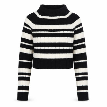 ASOS DESIGN Women's Black Striped High Neck Ribbed Jumper XS