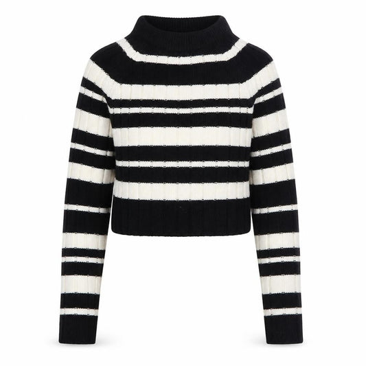 ASOS DESIGN Women's Black Striped High Neck Ribbed Jumper XS