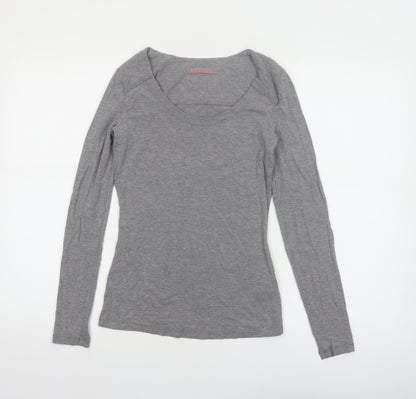 Karen Millen Women’s Grey Long Sleeve Jersey Scoop Neck Top Size 6