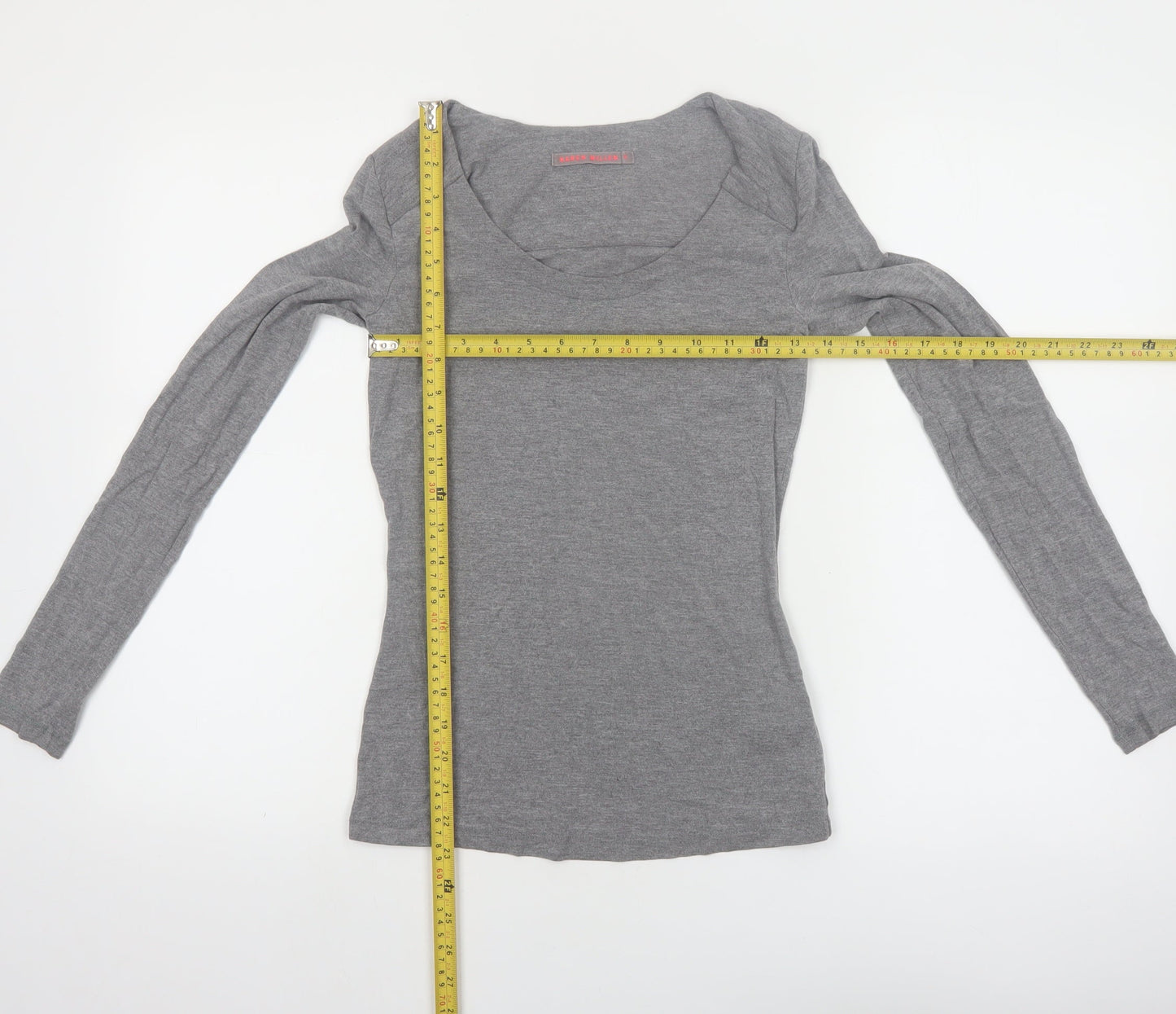 Karen Millen Women’s Grey Long Sleeve Jersey Scoop Neck Top Size 6