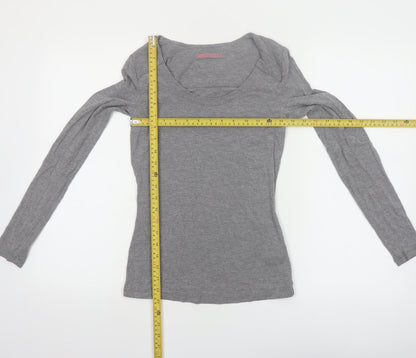 Karen Millen Women’s Grey Long Sleeve Jersey Scoop Neck Top Size 6