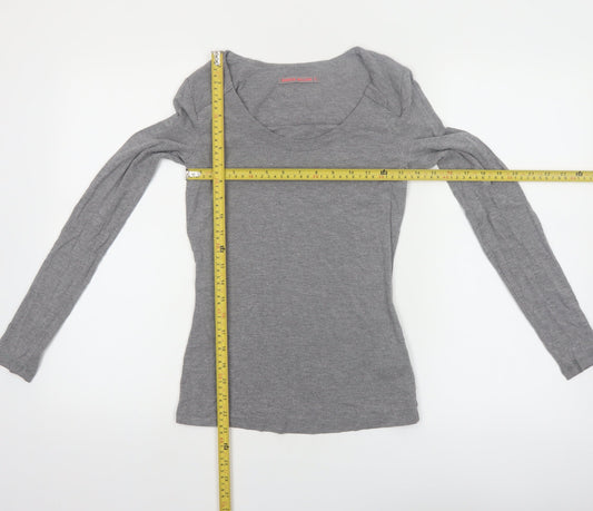 Karen Millen Women’s Grey Long Sleeve Jersey Scoop Neck Top Size 6