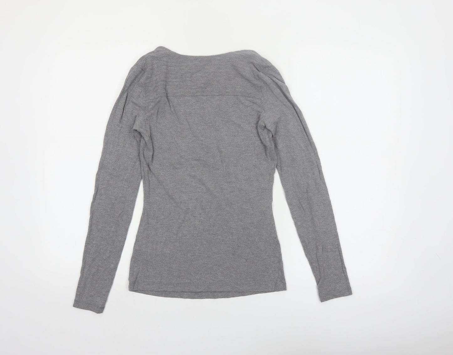 Karen Millen Women’s Grey Long Sleeve Jersey Scoop Neck Top Size 6