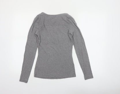 Karen Millen Women’s Grey Long Sleeve Jersey Scoop Neck Top Size 6