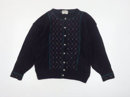 Forget Me Not Women's Blue Argyle Wool Cardigan Size L