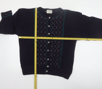 Forget Me Not Women's Blue Argyle Wool Cardigan Size L