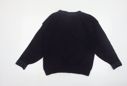 Forget Me Not Women's Blue Argyle Wool Cardigan Size L