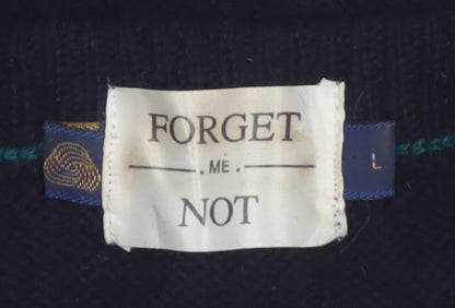 Forget Me Not Women's Blue Argyle Wool Cardigan Size L