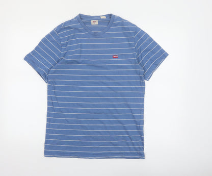 Levi's Men's Blue Striped Cotton Crew Neck T-Shirt Size M