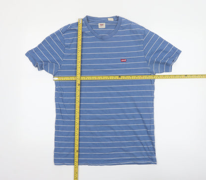 Levi's Men's Blue Striped Cotton Crew Neck T-Shirt Size M
