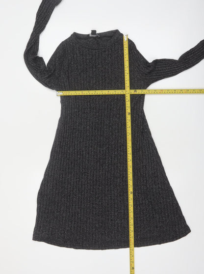 Atmosphere Womens Grey Long Sleeve Knit A-Line Dress Size 8