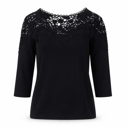 May by Shining Star Women's Black Lace Top S/M