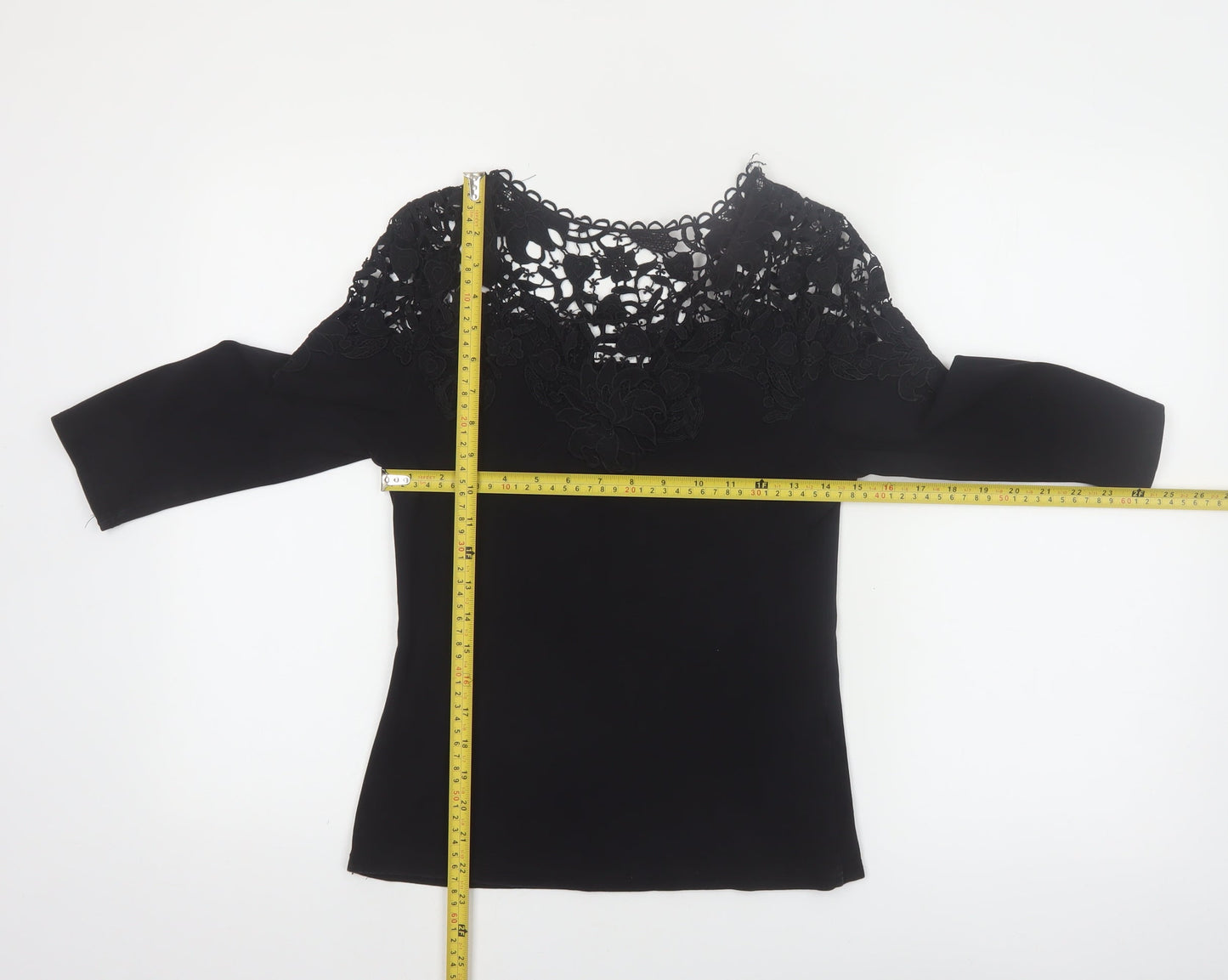 May by Shining Star Women's Black Lace Top S/M