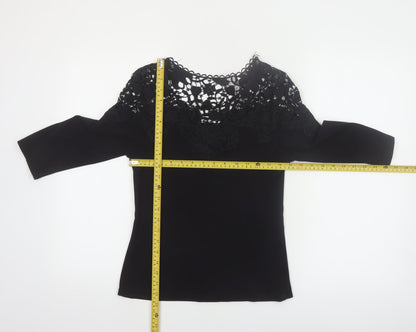 May by Shining Star Women's Black Lace Top S/M