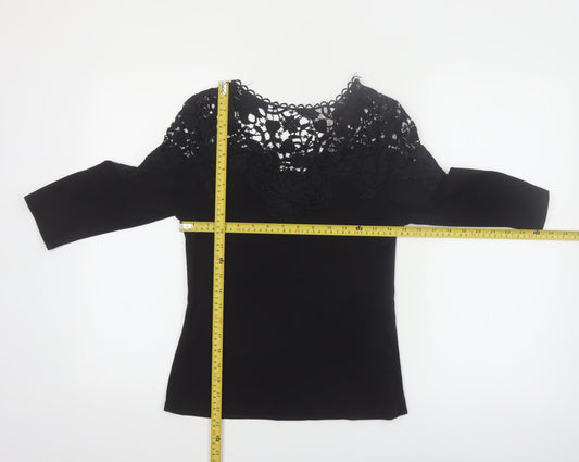 May by Shining Star Women's Black Lace Top S/M