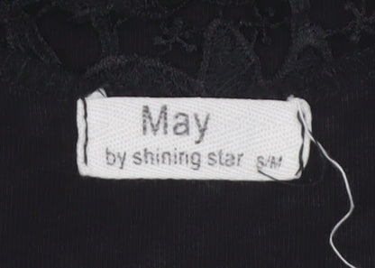 May by Shining Star Women's Black Lace Top S/M