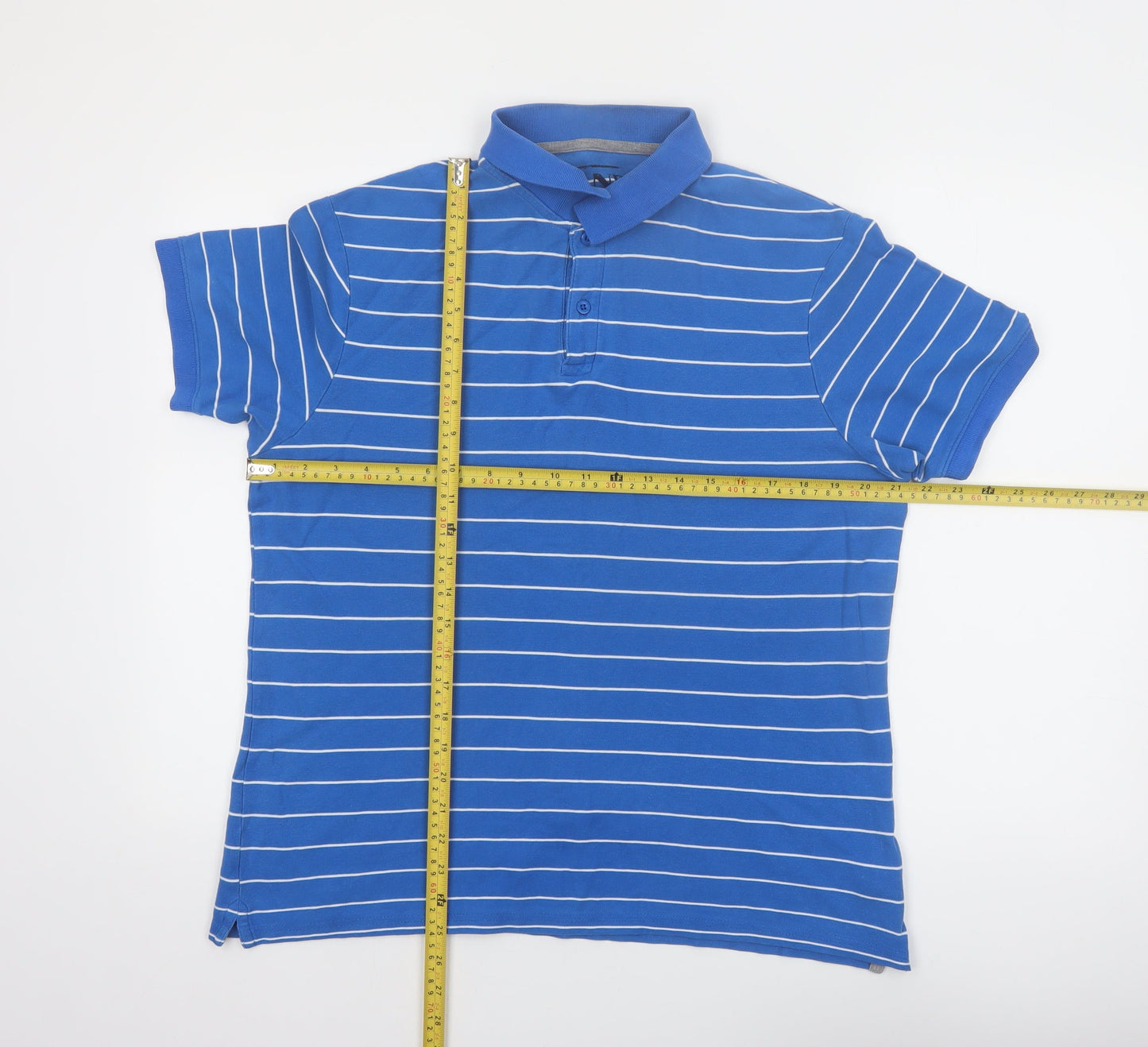 Sandstone Men's Blue Striped Polo Shirt Size M Cotton Casual