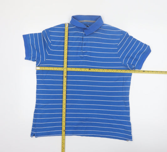 Sandstone Men's Blue Striped Polo Shirt Size M Cotton Casual