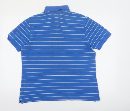 Sandstone Men's Blue Striped Polo Shirt Size M Cotton Casual