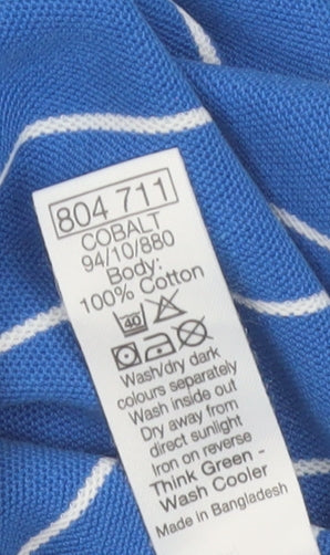 Sandstone Men's Blue Striped Polo Shirt Size M Cotton Casual