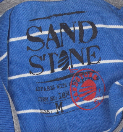 Sandstone Men's Blue Striped Polo Shirt Size M Cotton Casual