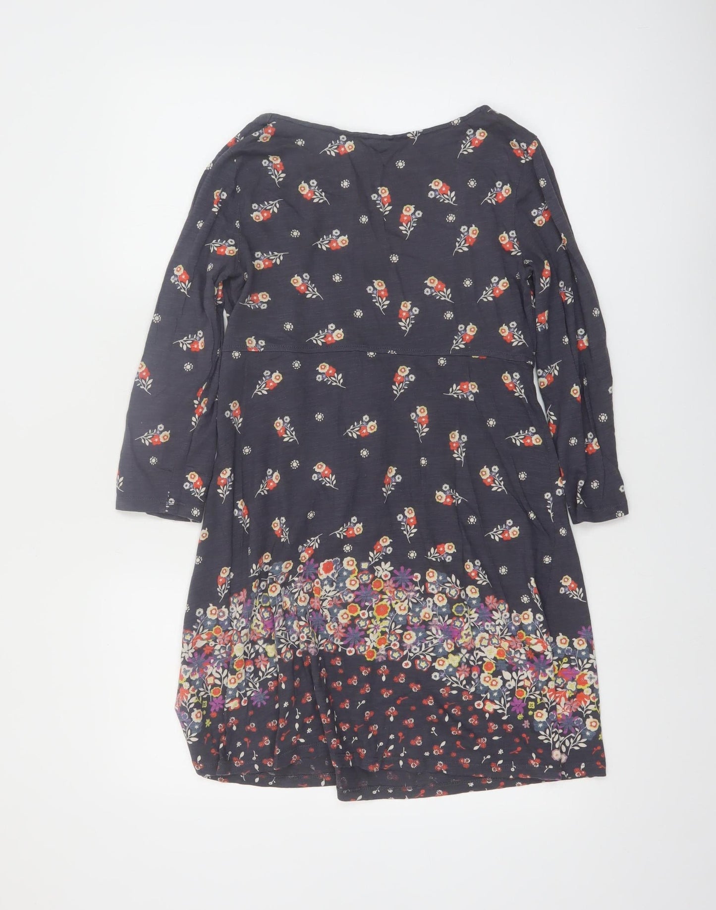 White Stuff Women's Blue Floral A-Line Cotton Dress Size 12