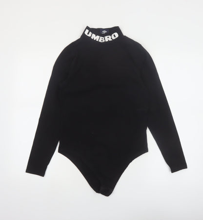 Umbro Women's Black Long Sleeve Stretch Logo Bodysuit L
