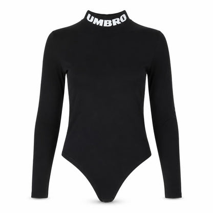 Umbro Women's Black Long Sleeve Stretch Logo Bodysuit L