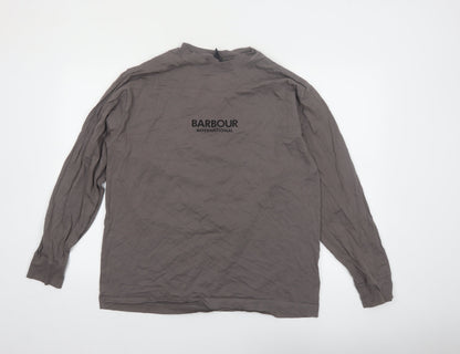 Barbour International Men’s Grey Long Sleeve Cotton T-Shirt M Oversized Fit