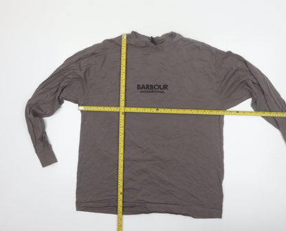 Barbour International Men’s Grey Long Sleeve Cotton T-Shirt M Oversized Fit