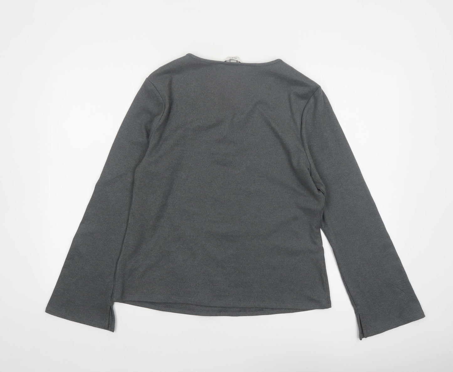 Marks and Spencer Women's Grey V-Neck Long Sleeve Stretch Top Size 16