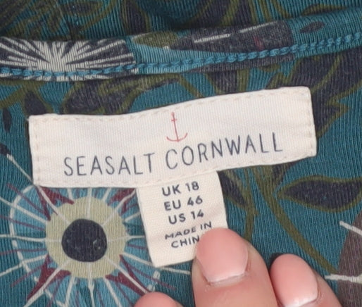 Seasalt Cornwall Women’s Green Floral Shift Dress Size 18