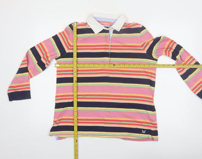 Crew Clothing Company Women's Multicoloured Striped Cotton Polo Shirt Size 16