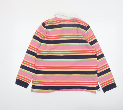 Crew Clothing Company Women's Multicoloured Striped Cotton Polo Shirt Size 16