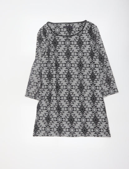 Marks and Spencer Womens Grey Aztec Tunic 3/4 Sleeve Top Size 10