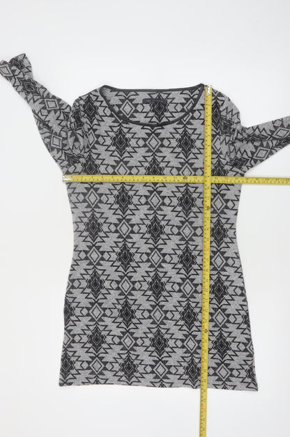 Marks and Spencer Womens Grey Aztec Tunic 3/4 Sleeve Top Size 10