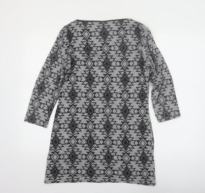 Marks and Spencer Womens Grey Aztec Tunic 3/4 Sleeve Top Size 10