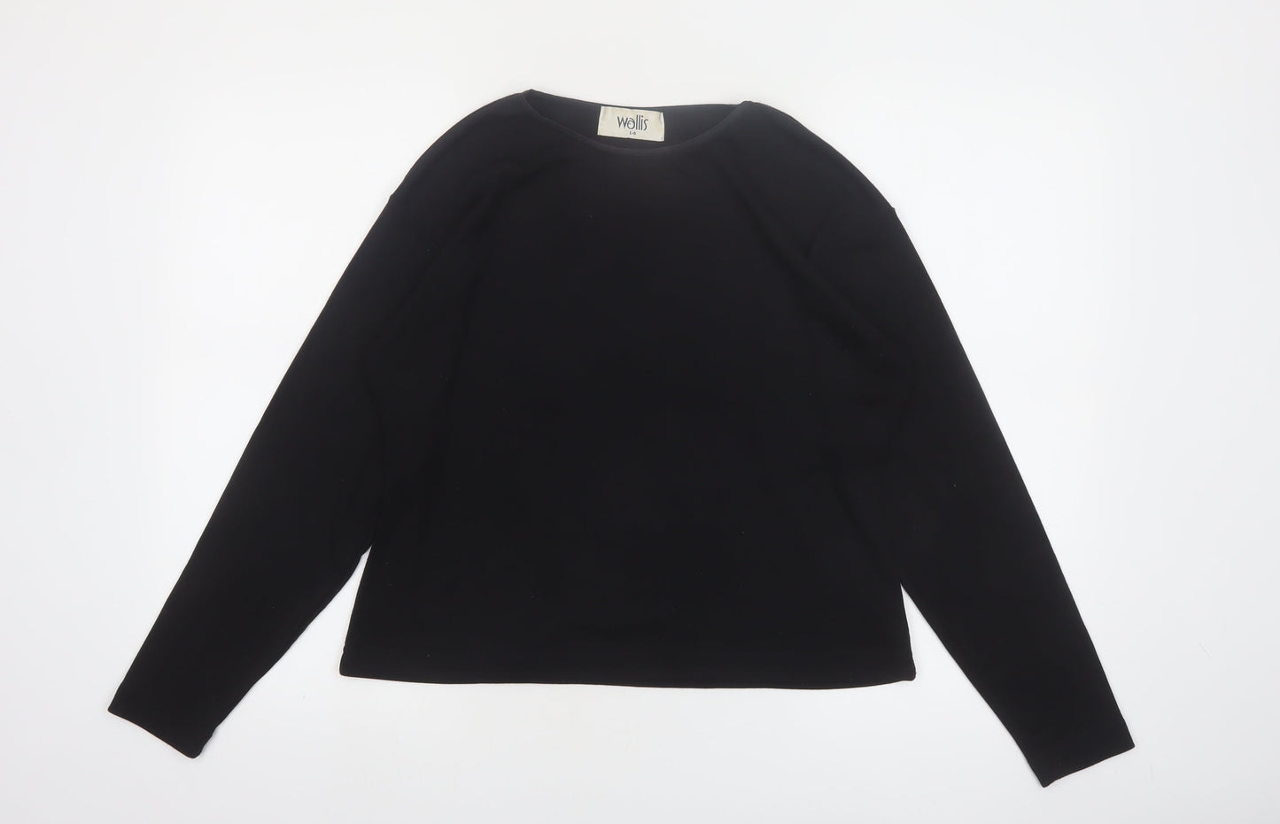 Wallis Women Black Size 14 Long Sleeve Basic Blouse
