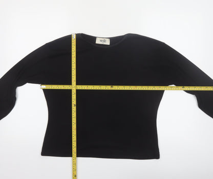 Wallis Women Black Size 14 Long Sleeve Basic Blouse