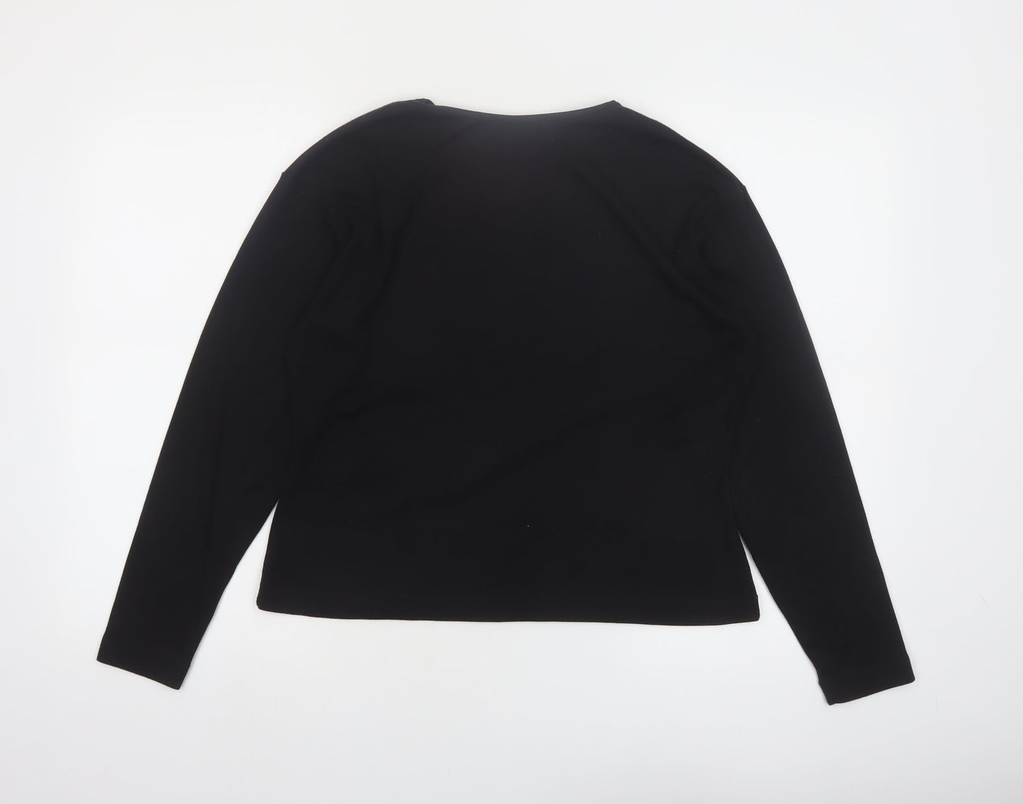 Wallis Women Black Size 14 Long Sleeve Basic Blouse