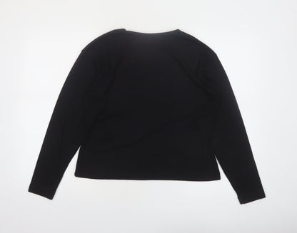 Wallis Women Black Size 14 Long Sleeve Basic Blouse