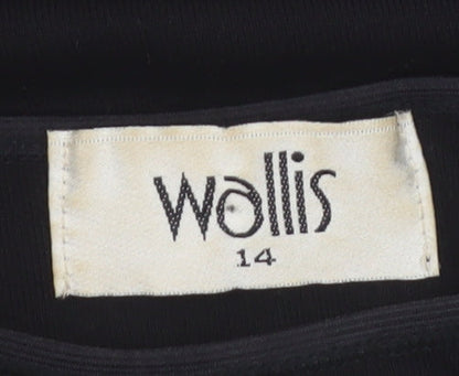 Wallis Women Black Size 14 Long Sleeve Basic Blouse