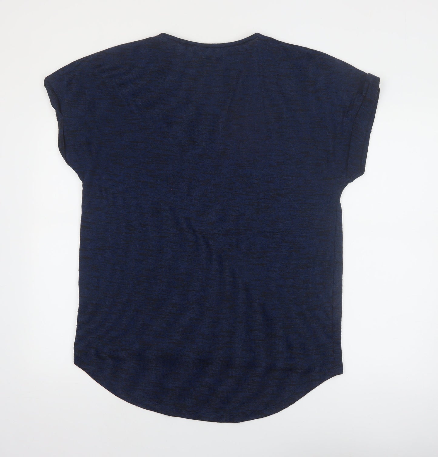 Tu Women Blue Size 16 Zip Front Short Sleeve Jersey Top