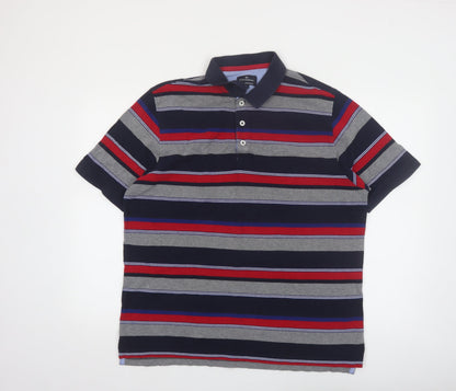 Marks and Spencer Men's Multicoloured Striped Polo Shirt Size L Regular Fit
