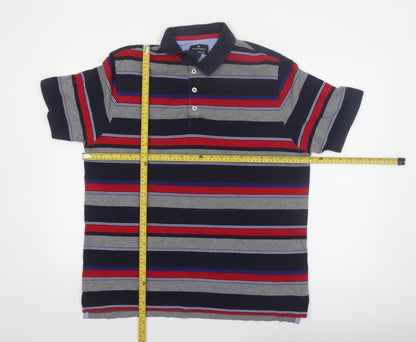 Marks and Spencer Men's Multicoloured Striped Polo Shirt Size L Regular Fit