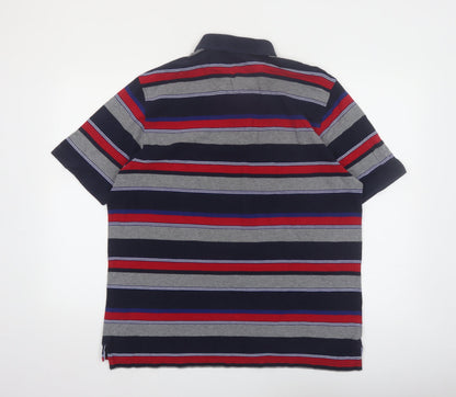 Marks and Spencer Men's Multicoloured Striped Polo Shirt Size L Regular Fit